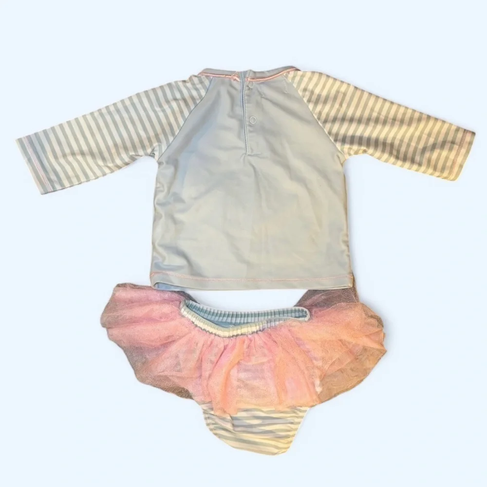 Mud Pie Baby Girl Swimsuit Mermaid Size 12-18 Months SPF 50 Tutu Two Piece